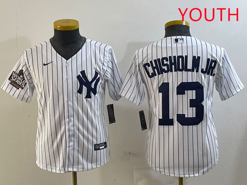 Youth New York Yankees #13 Chisholm jr White Stripe Game 2025 Nike MLB Jersey style 2->youth mlb jersey->Youth Jersey